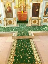 Овальный полушерстяное ковровое покрытие в храм с укладкой в алтарь на солею и дорожка